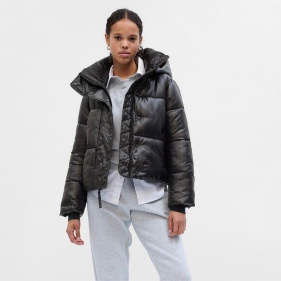 Gap Big Puff Cropped Black PrimaLoft Jacket BNWT - Size Large - Picture 1 of 15
